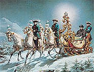 Painting of Ludwig II on a night-time sleigh ride by R. Wenig