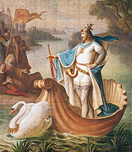 Bild: Wandgem&auml;lde "Lohengrins Ankunft" (Ausschnitt)