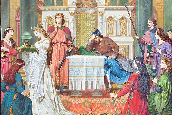Image: "Parsifal avec Amfortas dans le Château du Graal", peinture murale