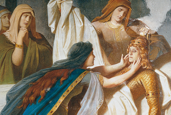 Imagen: Pintura mural "Lamento de Gudrun junto al cadáver de Sigurd"