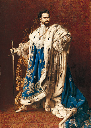 Immagine: Ludovico II in divisa da Gran Maestro dell'Ordine dei Cavalieri di San Giorgio (G. Schachinger), 1887